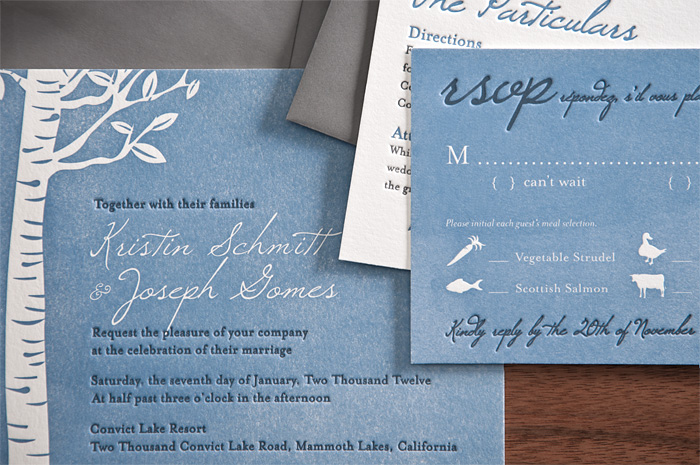 Birch Tree Wedding Invitation Noteworthy Letterpress 700x465px